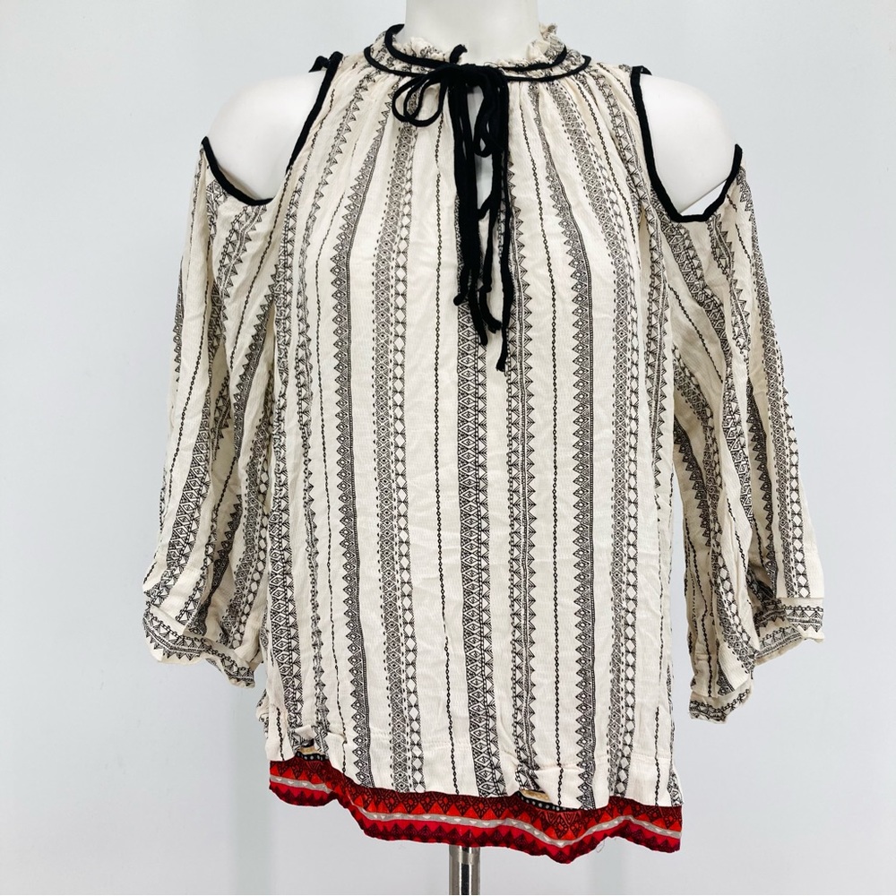 Jessica Simpson Tie Neck Cold-Shoulder Blouse Size XL